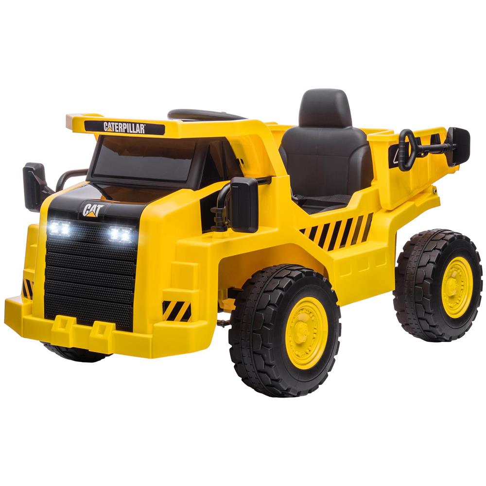 Camion Giocattolo Licenza Caterpillar con Telecomando, Fari, Secchio e Pala, 110x70.5x61.5 cm, Giallo - Foto 1