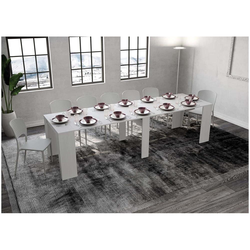 Consolle allungabile 90x48/308 cm Anvar bianco frassino - Foto 4