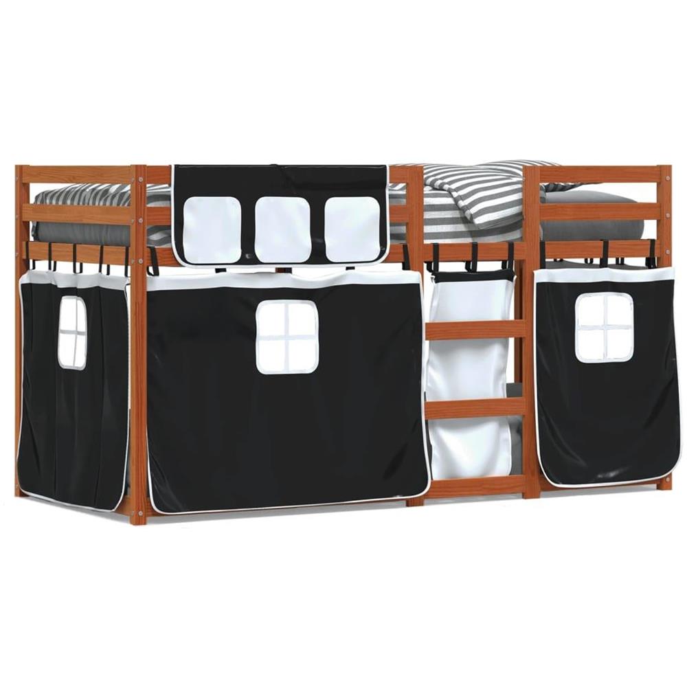 Letto a Castello senza Materasso Bianco e Nero 75x190 cm inPino - Foto 1