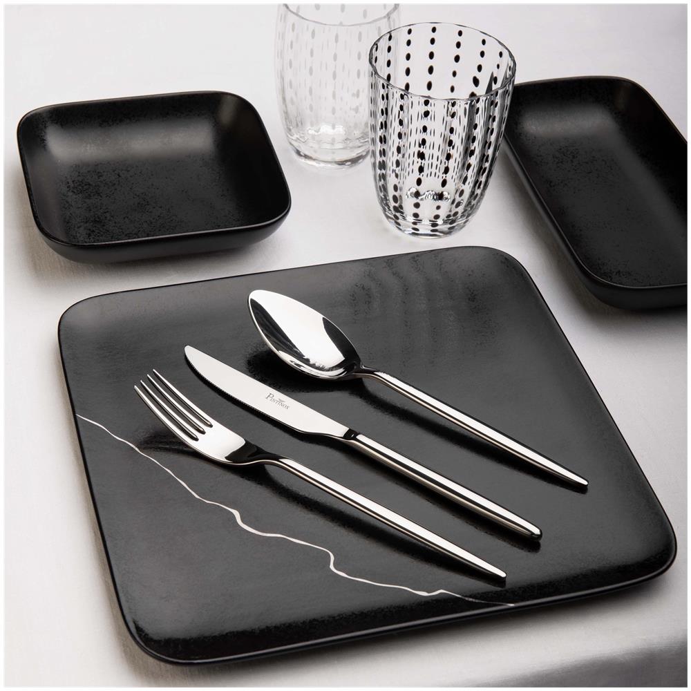 Stile Posate da tavola in acciaio Confezione - Set da 24 Pezzi - 6 Posti Tavola - Confezione Regalo Made in Italy - Foto 2