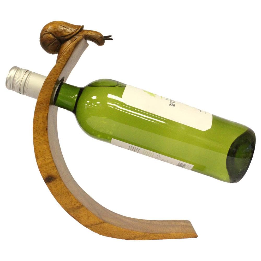 Porta Bottiglie In Legno Suar Wood Indonesiano Intagliato A Mano Lumaca. Ideali Per Esporre E Conservare Bottiglie Di Ottimo Vino, Liquore O, Se Volete, Anche Bottiglie Di Olio D'oliva. - Foto 1