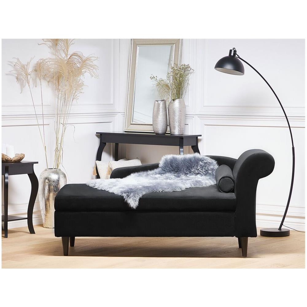 Chaise Longue In Velluto Nero Versione Destra Luiro - Foto 2