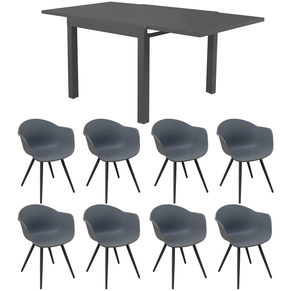 Jerri - Set Tavolo In Alluminio Cm 90/180 X 90 X 75 H Con 8 Poltrone Dynamo - Foto 1