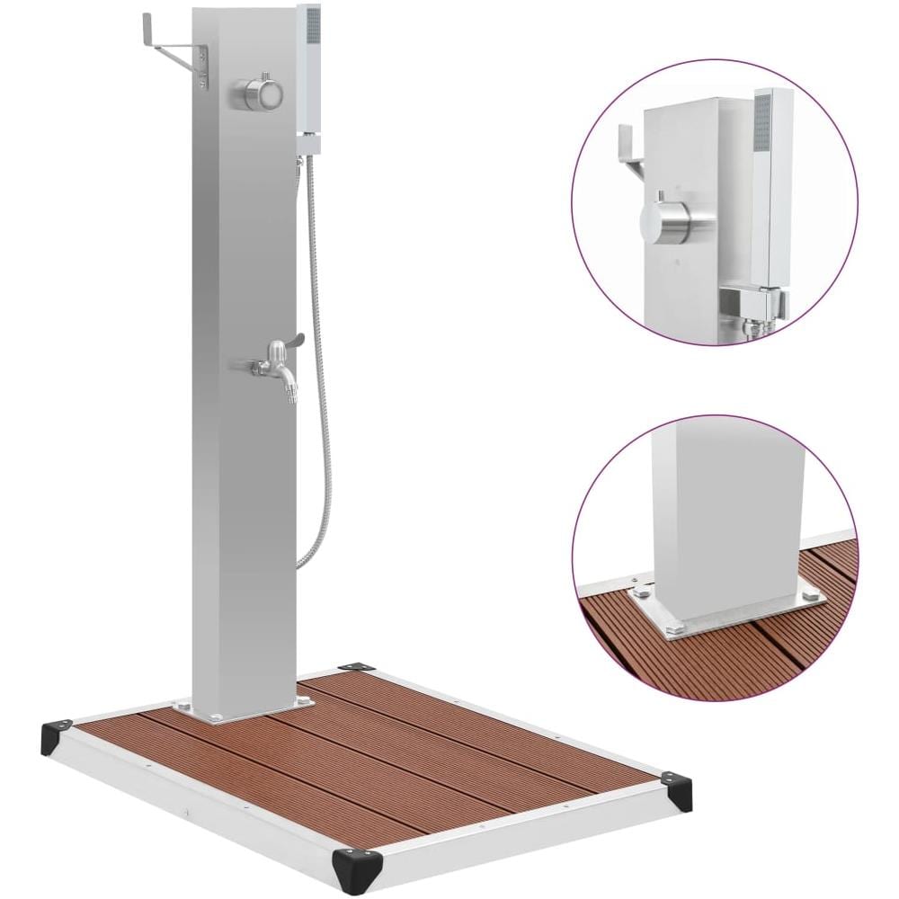 Doccia da Esterno con Piatto in WPC Acciaio Inossidabile - Foto 1