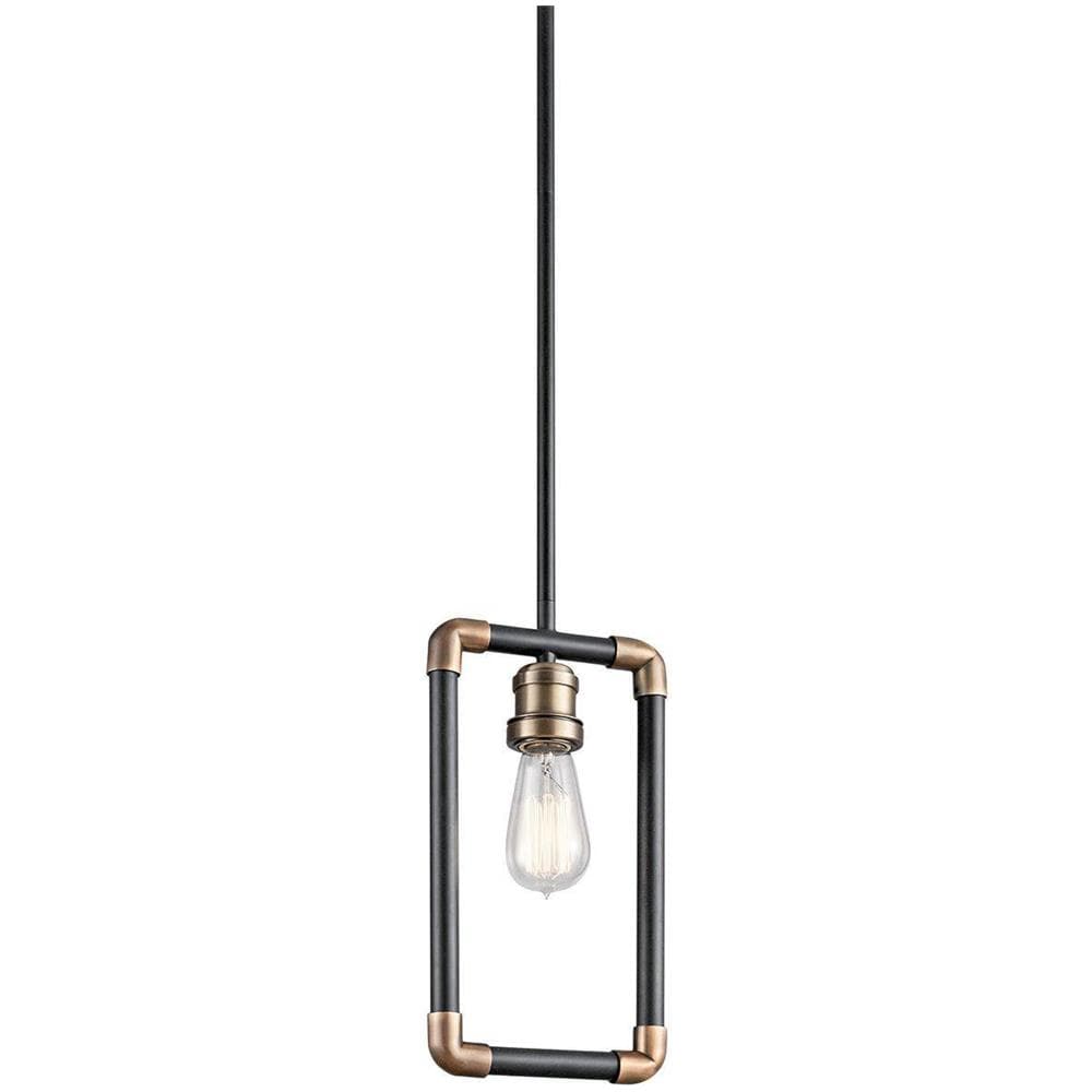 Lampadario A Sospensione Mini 1 Luce Nero, Ottone Naturale, E27 - Foto 1