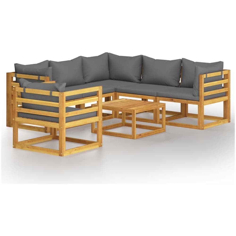 Set Divani da Giardino 7 pz con Cuscini in Massello di Acacia - Foto 1