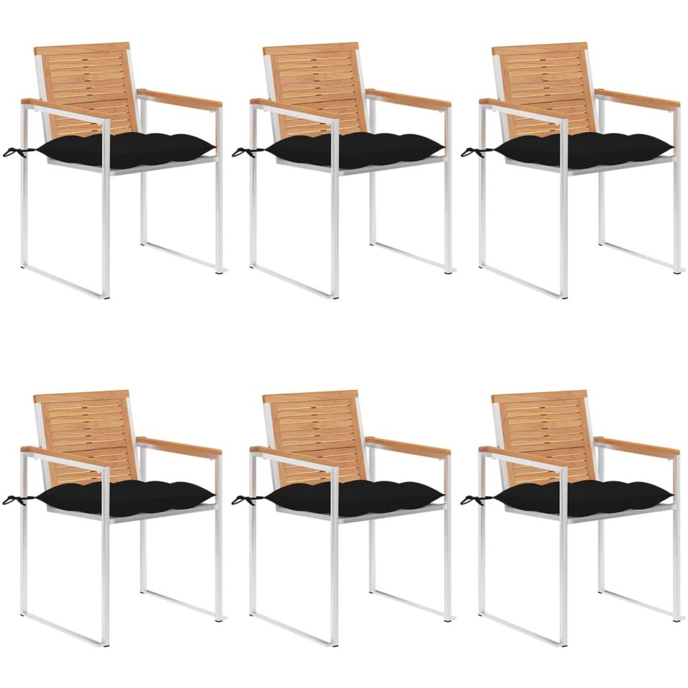 Sedie Da Giardino Con Cuscini 6 Pz In Legno Massello Di Teak - Foto 1