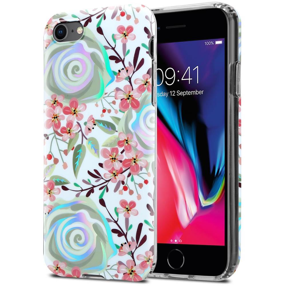 Cadorabo Custodia Compatibile Con Apple Iphone 7 / 7s / 8 / Se 2020 Con Fiori Di Pesca - Coperchio Protettivo In Silicone Tpu Con Motivo Floreale - Foto 1