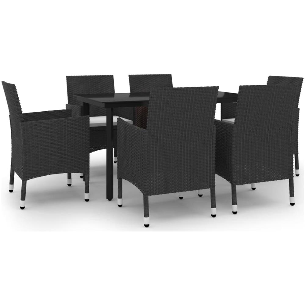 Set Da Pranzo Da Giardino 7 Pz Con Cuscini Polyrattan E Vetro - Foto 2