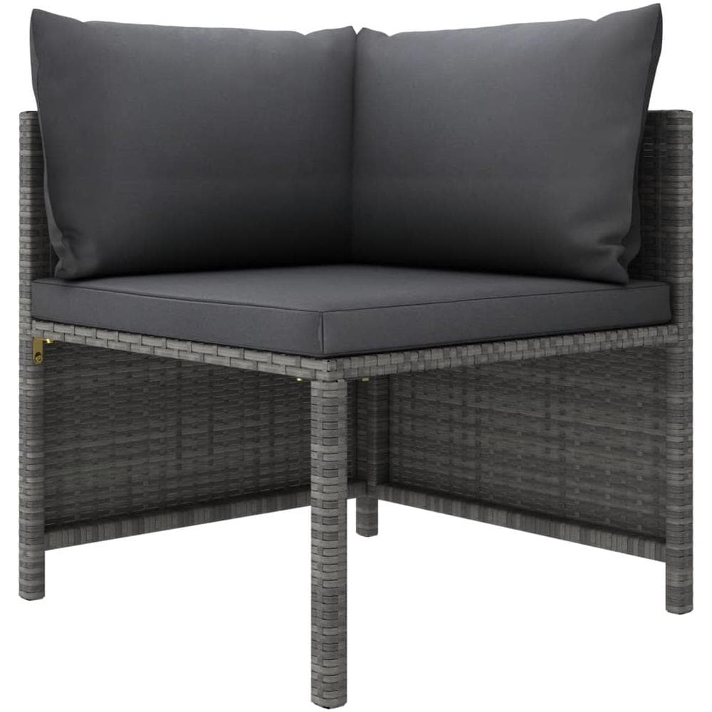 Divano Da Giardino A 3 Posti Con Cuscini Grigio In Polyrattan - Foto 2