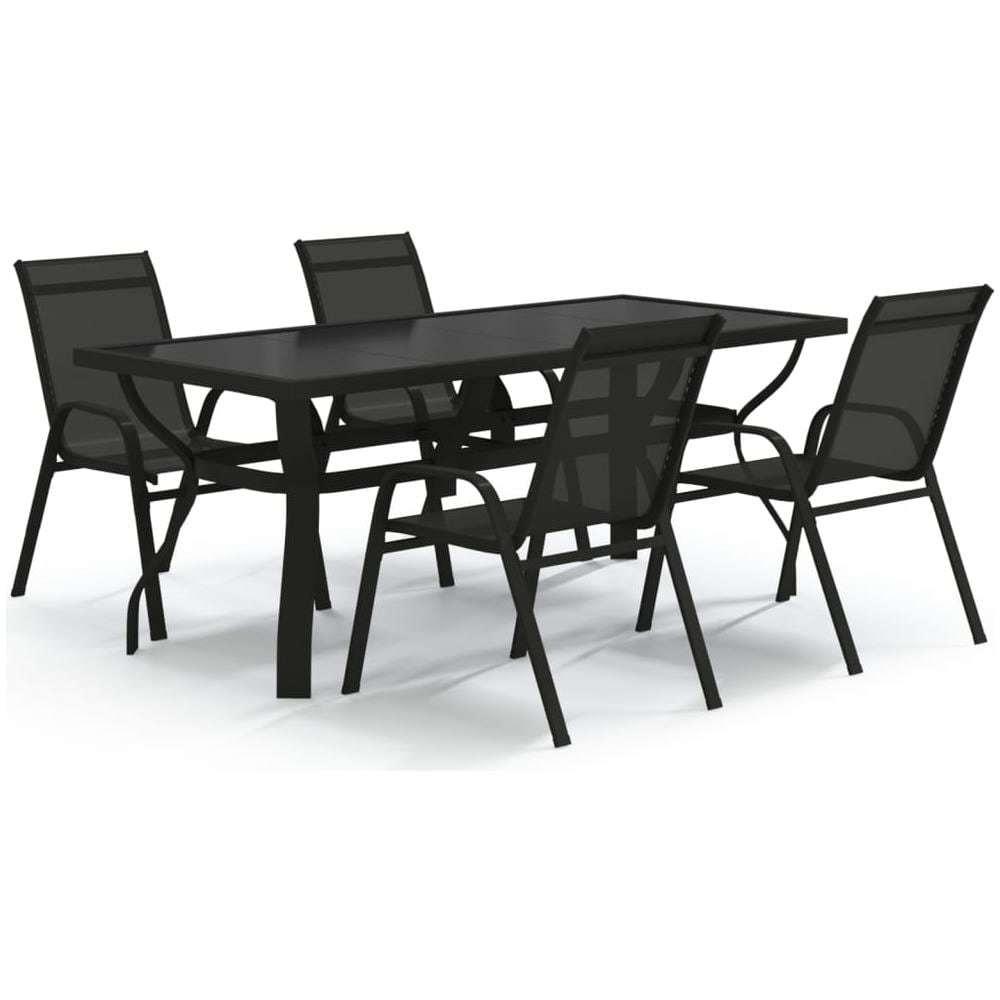 Set Mobili Da Pranzo Per Giardino 5 Pz Nero - Foto 1