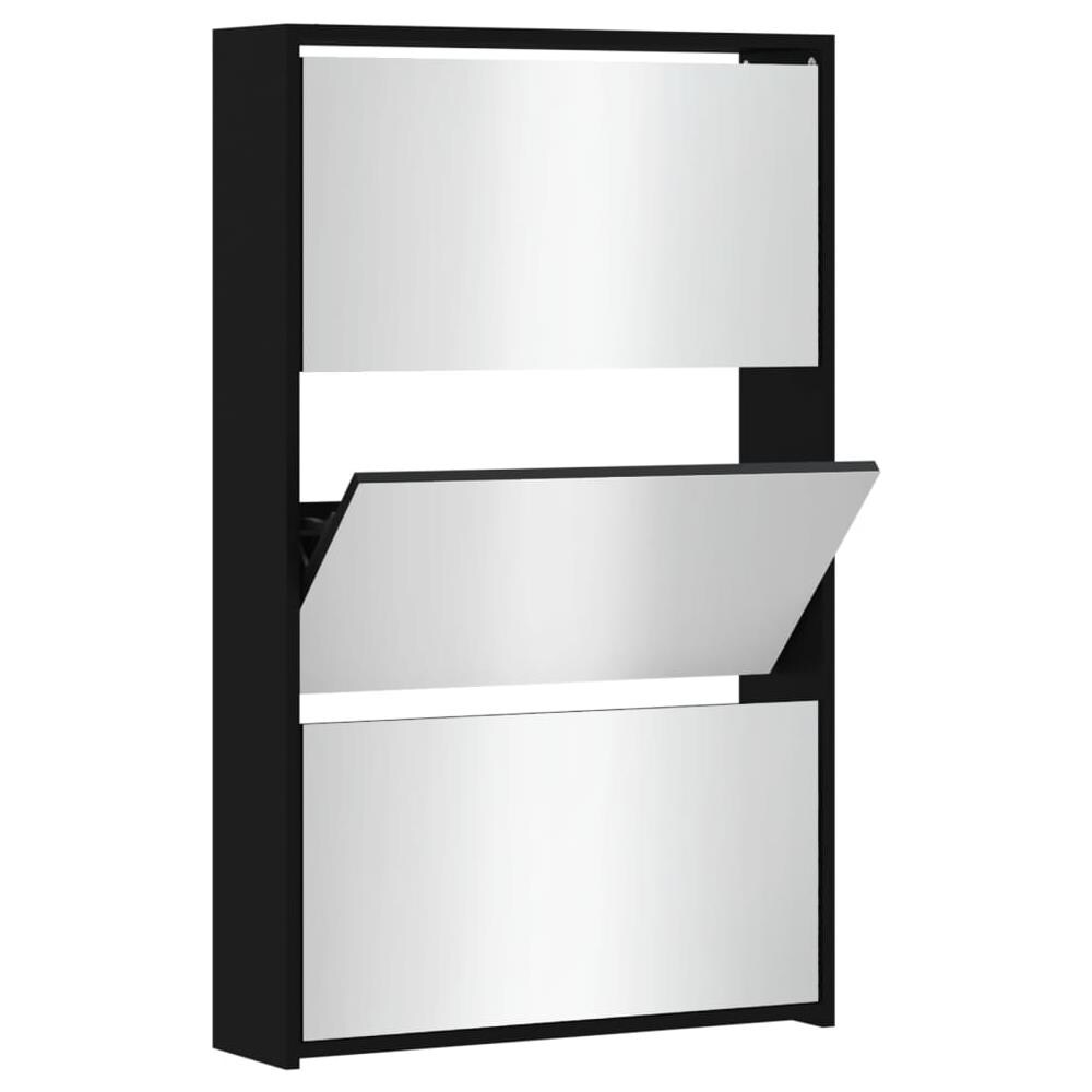 Scarpiera Con Specchio A 3 Livelli Nera 63x17x102,5 Cm - Foto 2