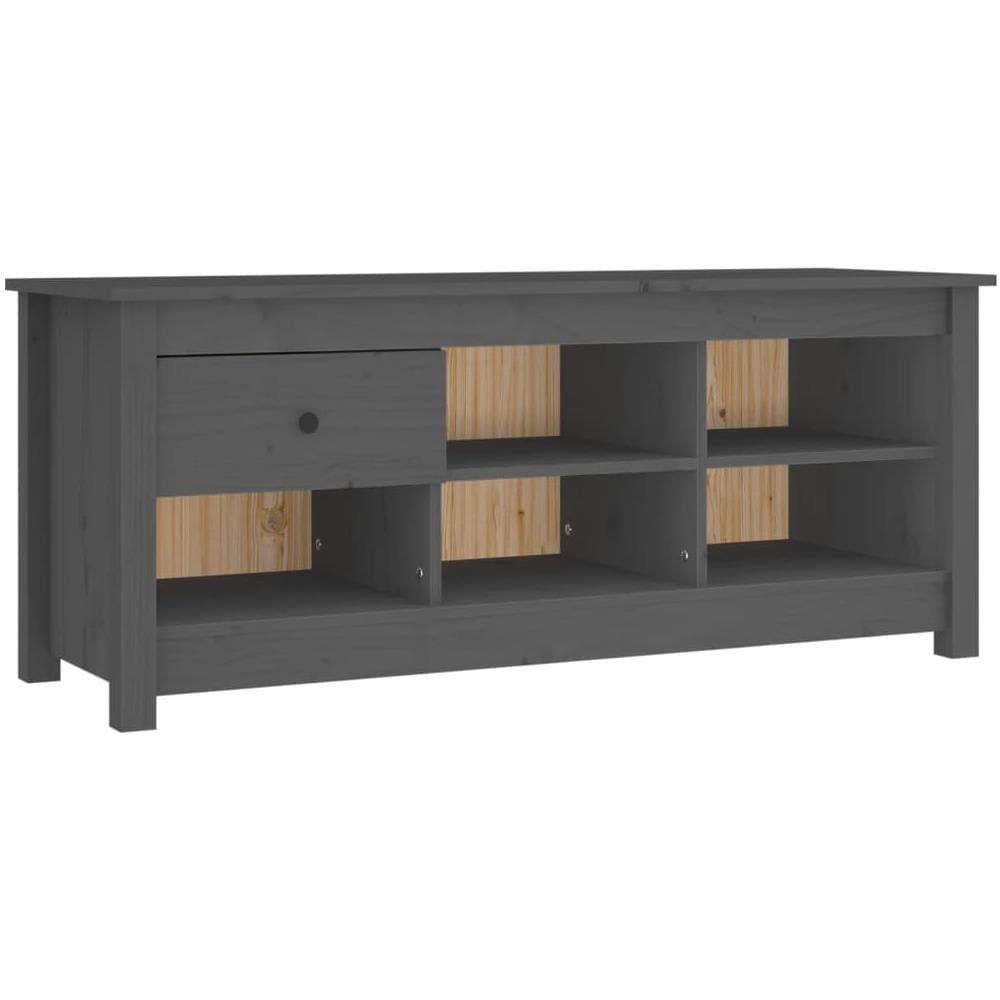 Scarpiera Grigia 110x38x45,5 Cm In Legno Massello Di Pino - Foto 2