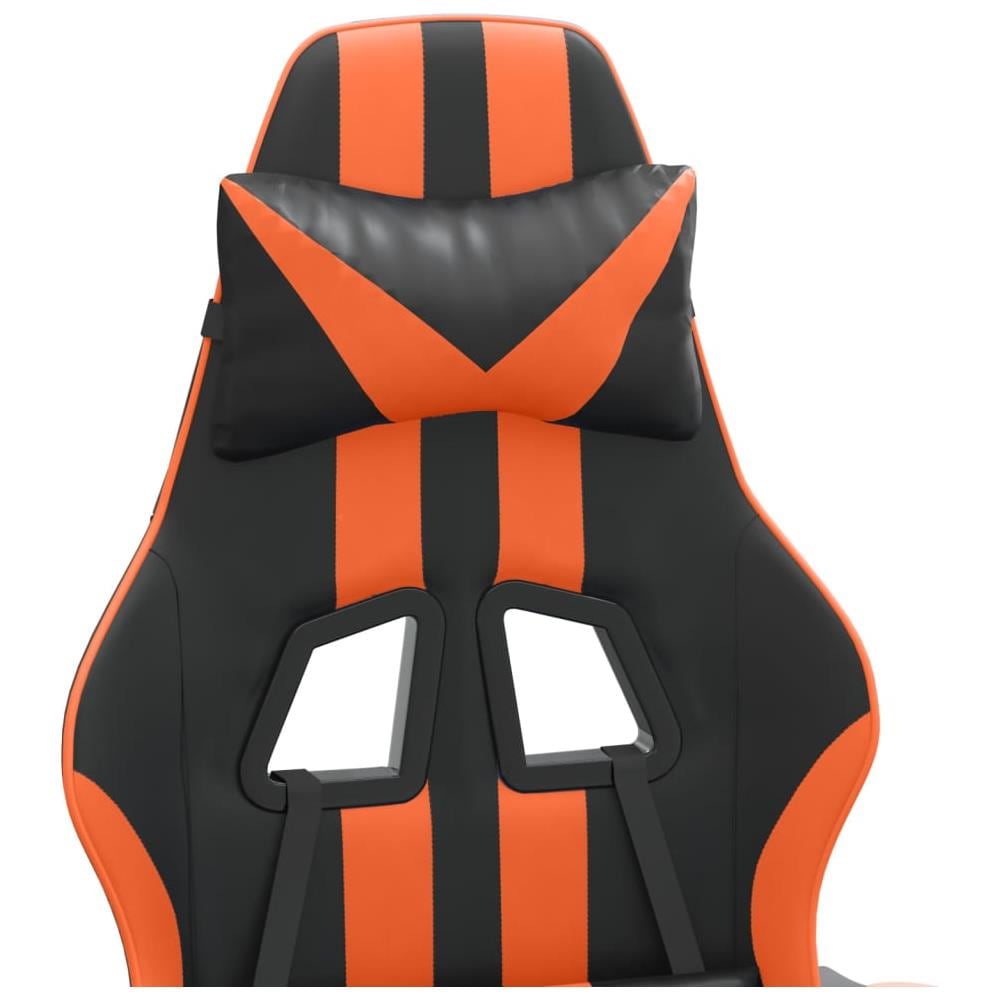 Sedia da Gaming Girevole Poggiapiedi Nero Arancione Similpelle - Foto 2