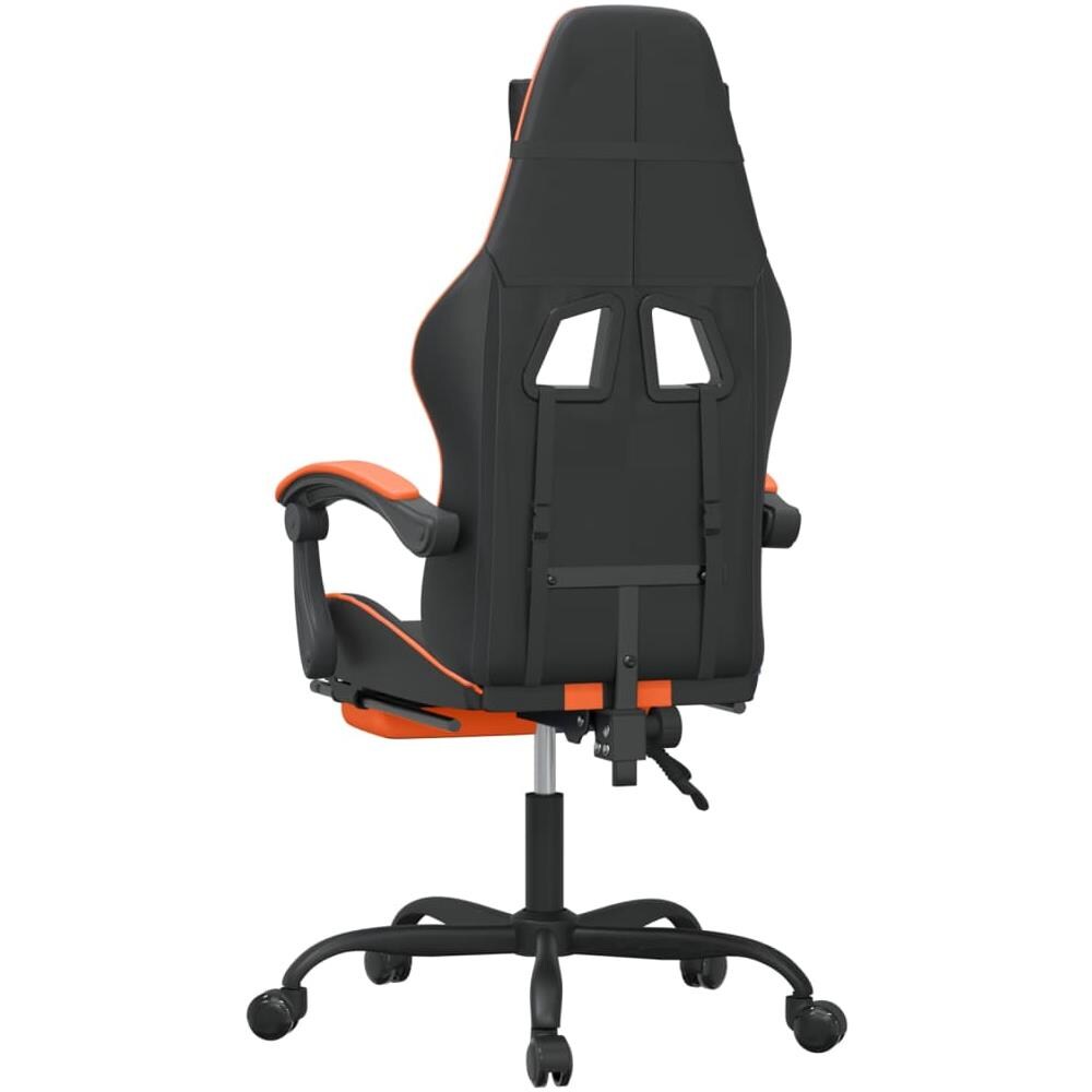 Sedia da Gaming Girevole Poggiapiedi Nero Arancione Similpelle - Foto 10