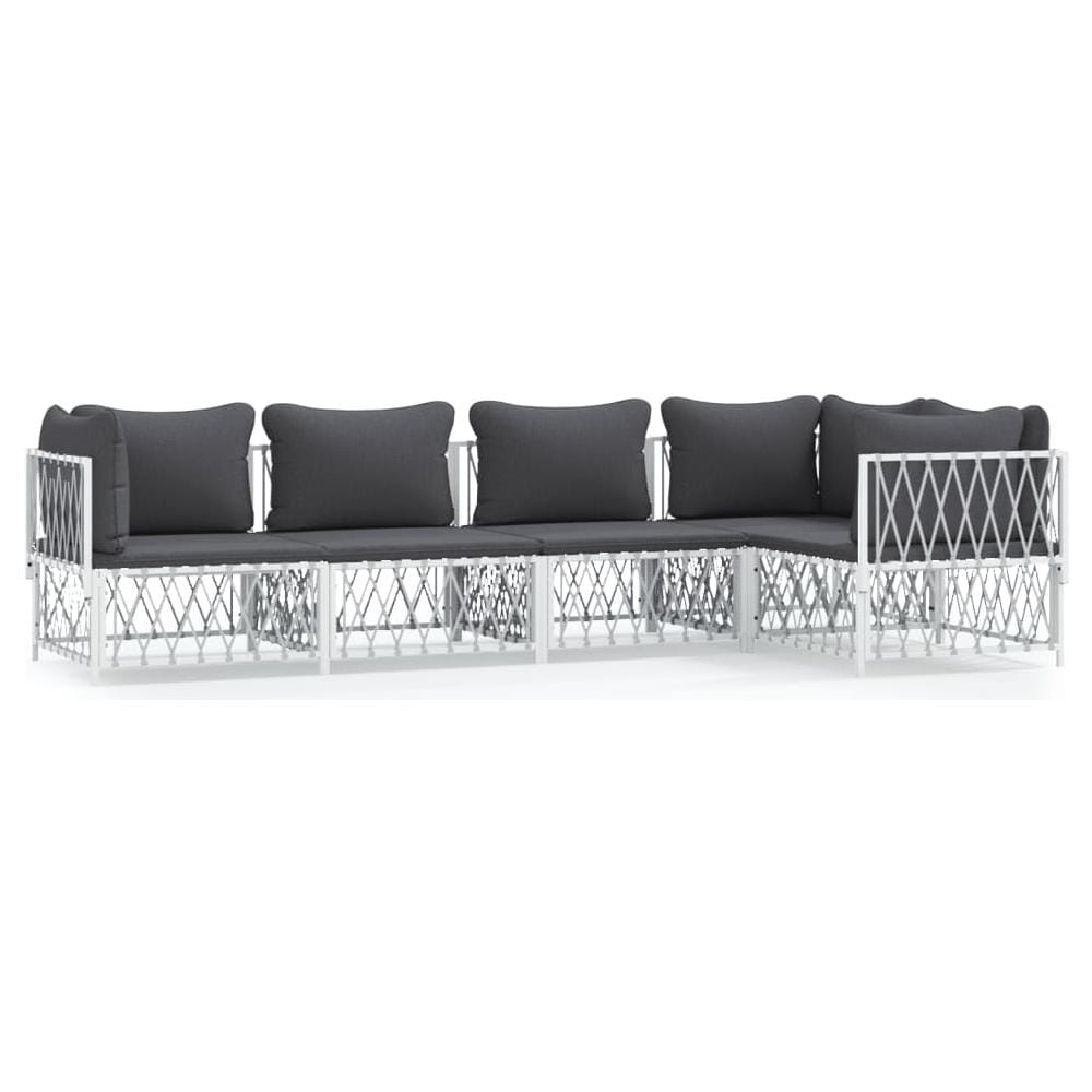 Set Salotto Da Giardino 5 Pz Con Cuscini In Acciaio Bianco - Foto 1