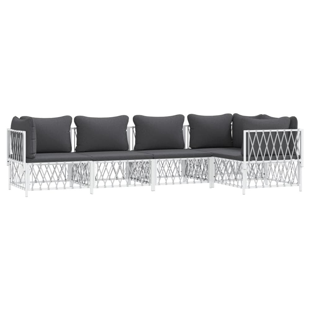 Set Salotto Da Giardino 5 Pz Con Cuscini In Acciaio Bianco - Foto 2