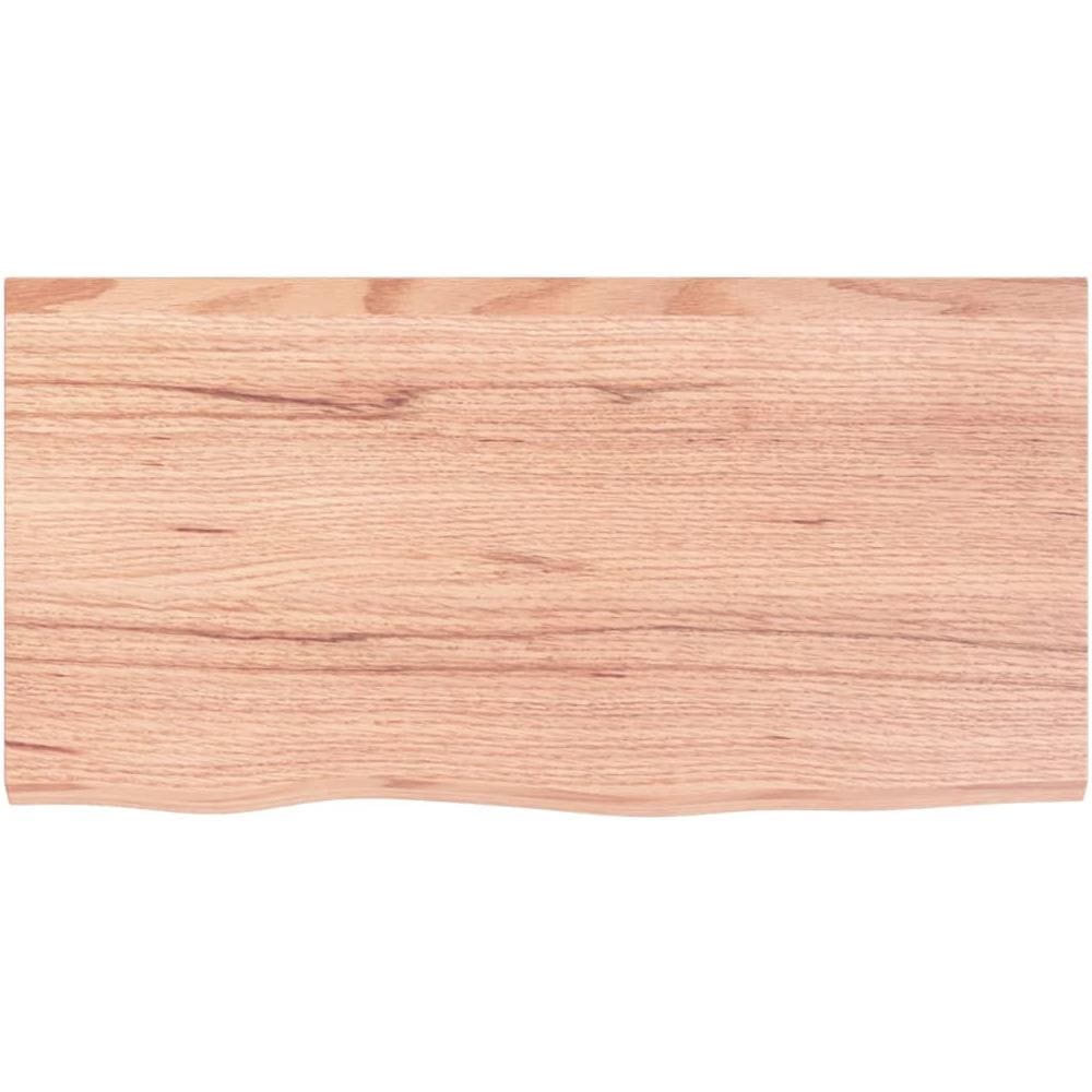 Ripiano Muro Marrone Chiaro 80x40x2 cm Massello Rovere Trattato - Foto 2