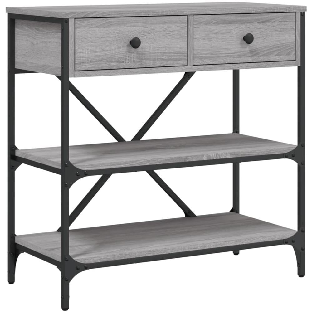 Tavolino Consolle Grigio Sonoma 75x34,5x75cm Legno Multistrato - Foto 2