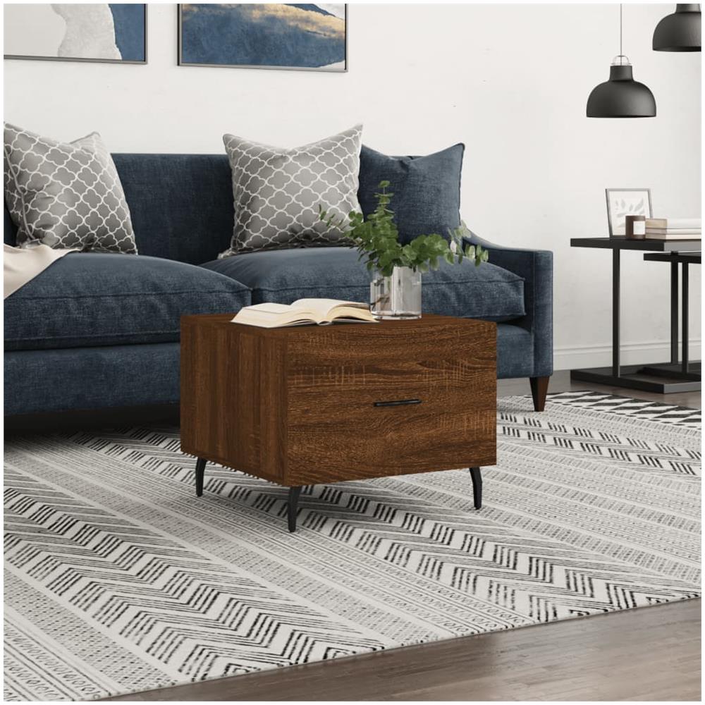 Tavolino Da Salotto Rovere Marrone 50x50x40cm Legno Multistrato - Foto 1