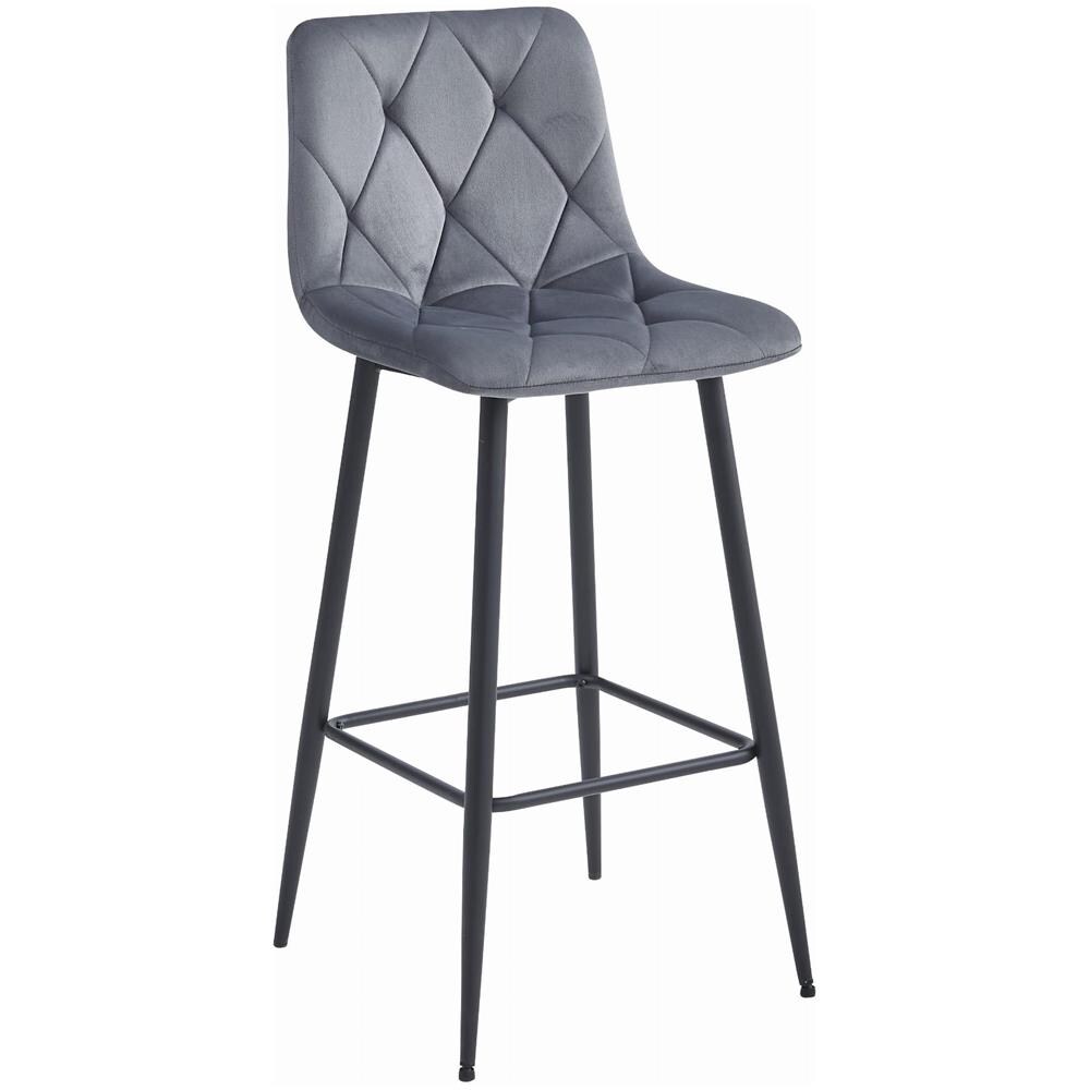 Sgabello KODA in velluto grigio scuro con gambe nere x4 - Foto 2