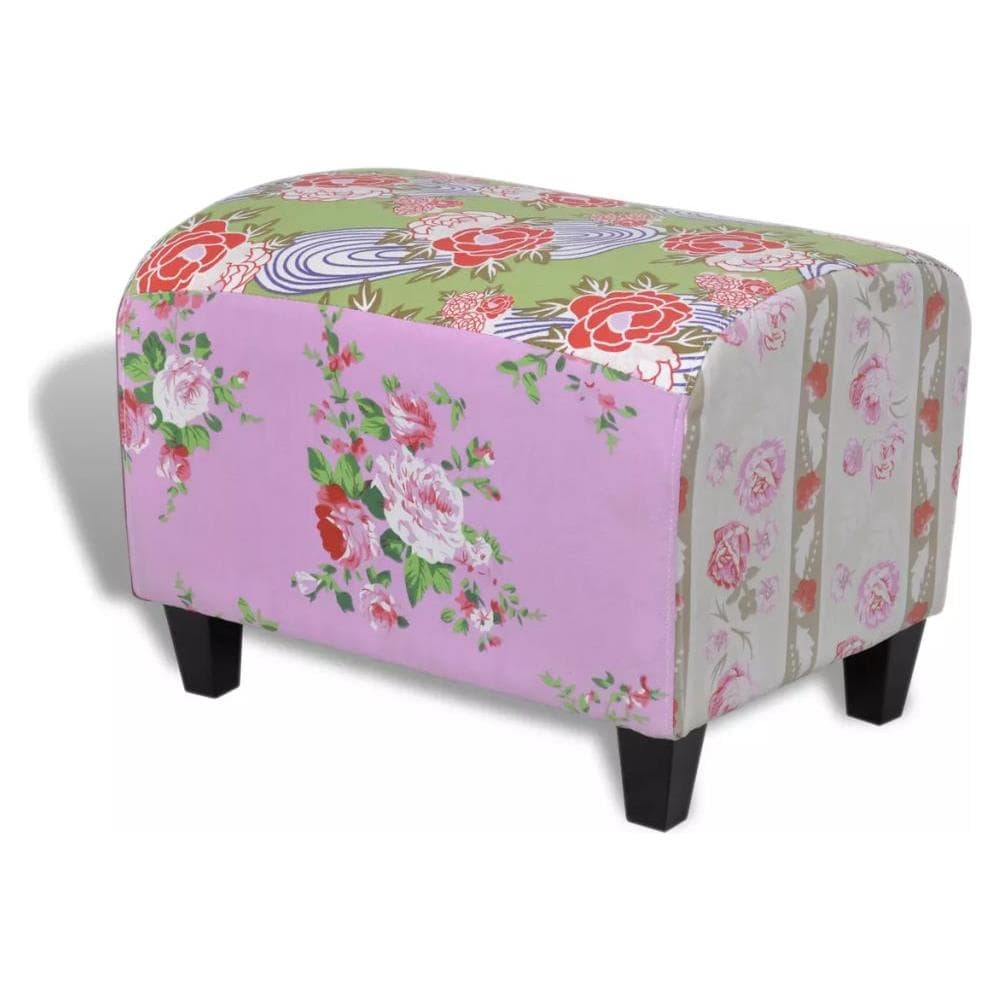Poggiapiedi Sgabello Pouf Patchwork Design Floreale - Foto 2