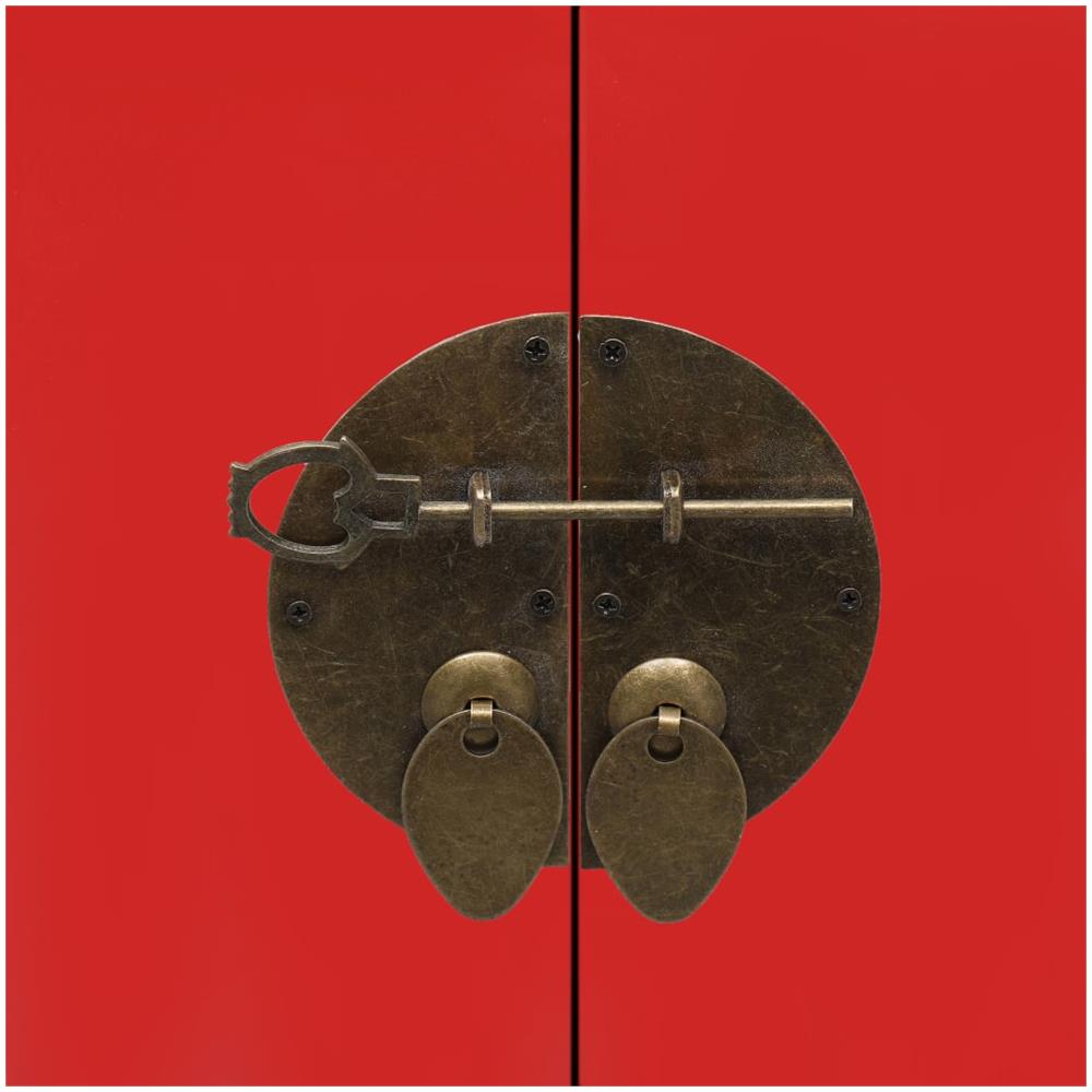 Comodino Rosso 38x28x52 Cm In Legno Di Paulownia - Foto 2