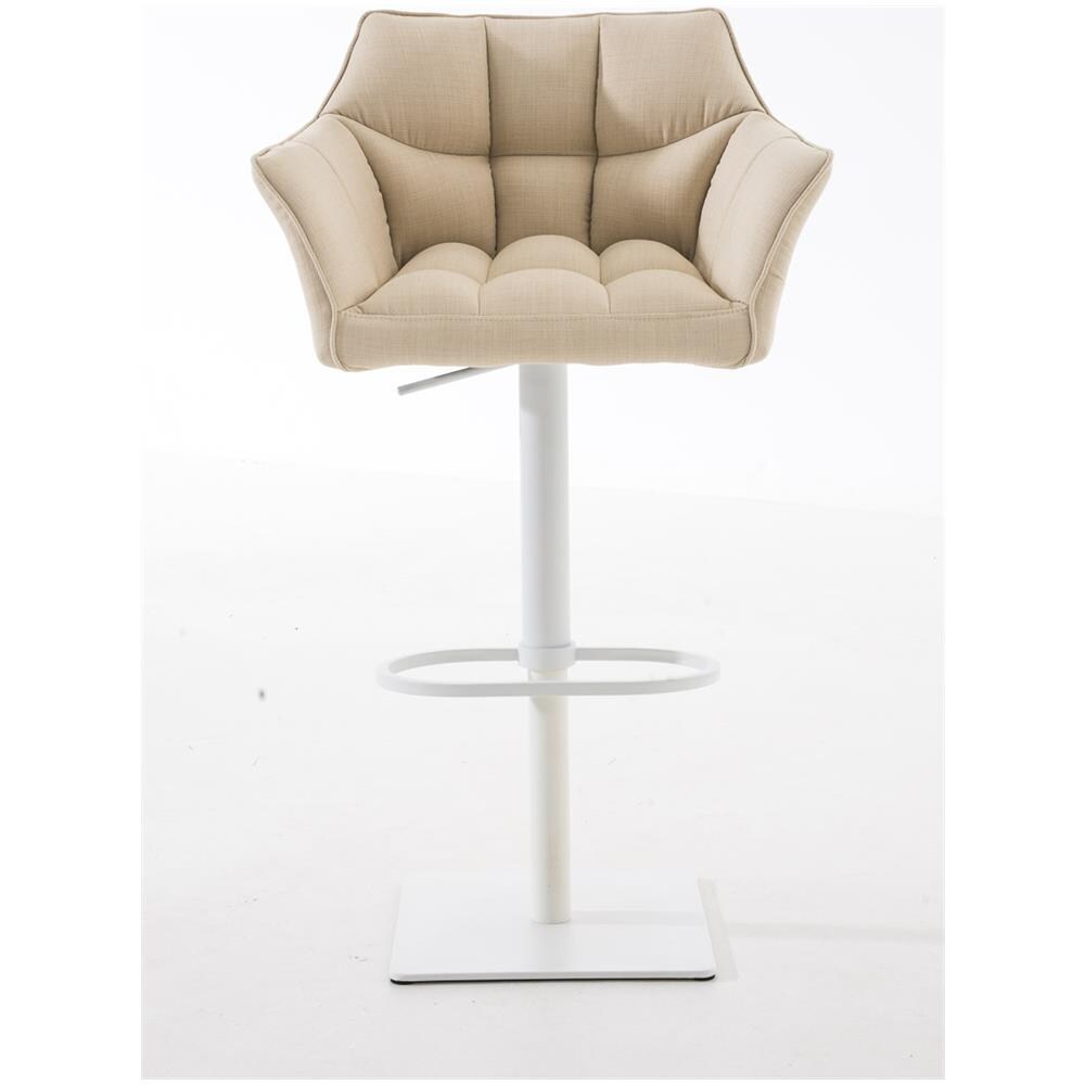 Sgabello Alto Bar Damaso I Sgabello Design Cucina Trapuntato in Tessuto con Braccioli E Schienale Imbottiti l Sedia Sgabello Bar Pub con Poggiapiedi Crema Bianco - Foto 2