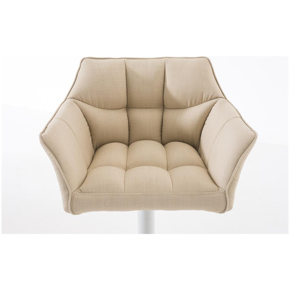 Sgabello Alto Bar Damaso I Sgabello Design Cucina Trapuntato in Tessuto con Braccioli E Schienale Imbottiti l Sedia Sgabello Bar Pub con Poggiapiedi Crema Bianco - Foto 5