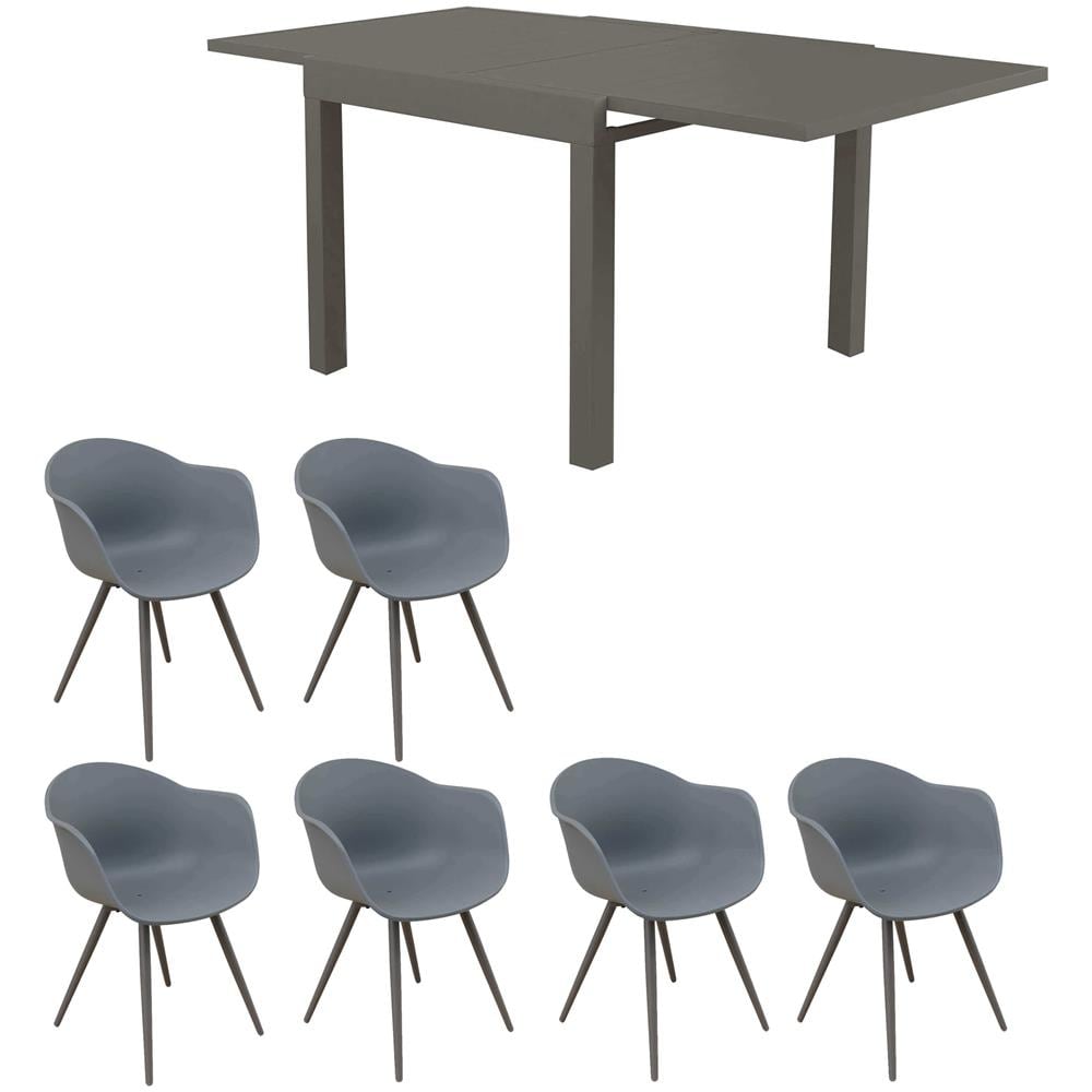 Jerri - Set Tavolo In Alluminio Cm 90/180 X 90 X 75 H Con 6 Poltrone Dynamo - Foto 1
