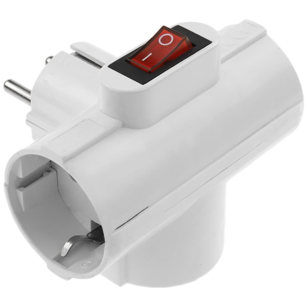 Unitec Spia Intermedia Con 1 Schuko E 2 Euro, Interruttore Illuminato, Bianco - 3