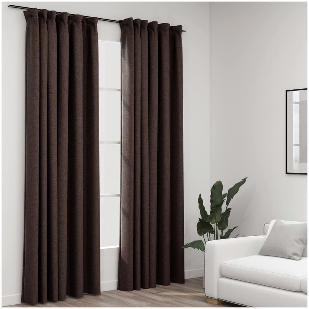 Tende Oscuranti Con Ganci Effetto Lino 2 Pz Talpa 140x225 Cm - Foto 1