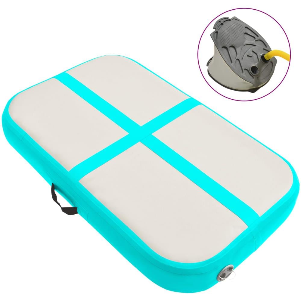 Tappetino Ginnastica Gonfiabile con Pompa 60x100x10cm PVC Verde - Foto 1