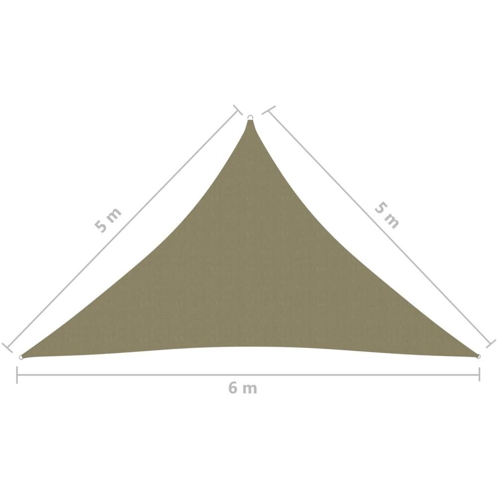 Parasole a Vela Oxford Triangolare 5x5x6 m Beige - Foto 6