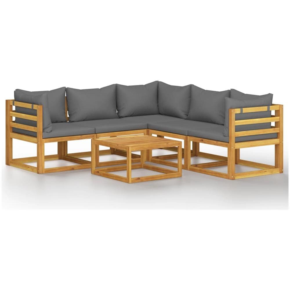 Set Divani da Giardino 6 pz con Cuscini in Massello di Acacia - Foto 1