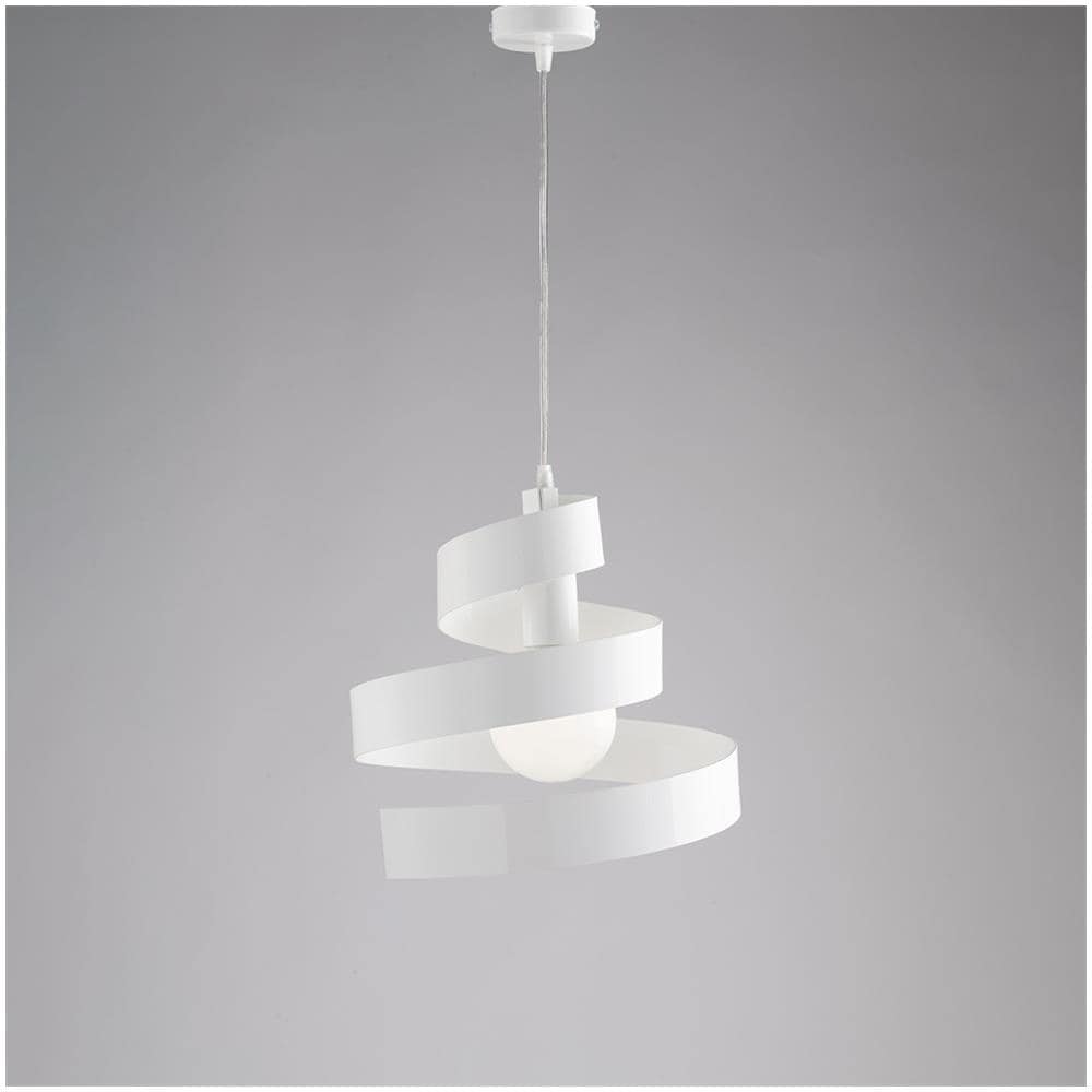 Lampadario Moderna A Sospensione In Ferro Una Luce Bianco 30x H23 Cm - Foto 1