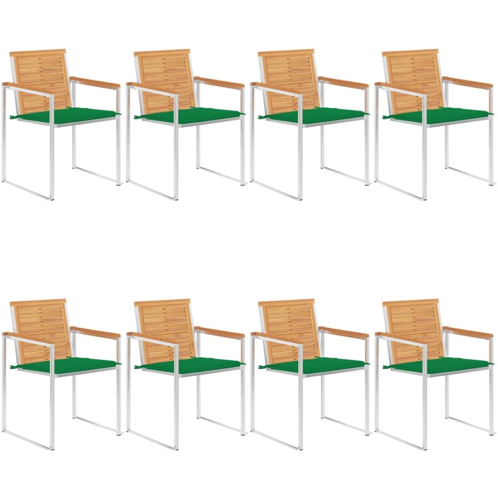 Sedie Da Giardino Con Cuscini 8 Pz In Legno Massello Di Teak - Foto 1