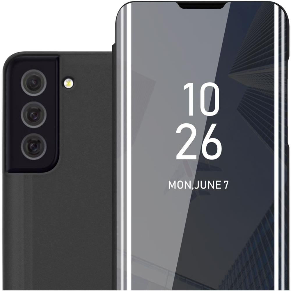 Custodia Compatibile Con Samsung Galaxy S22 In Tormalina Nera - Clear View Specchio Coperchio Protettivo Con Funzione Di Supporto Protezione A 360 Gradi - Foto 1