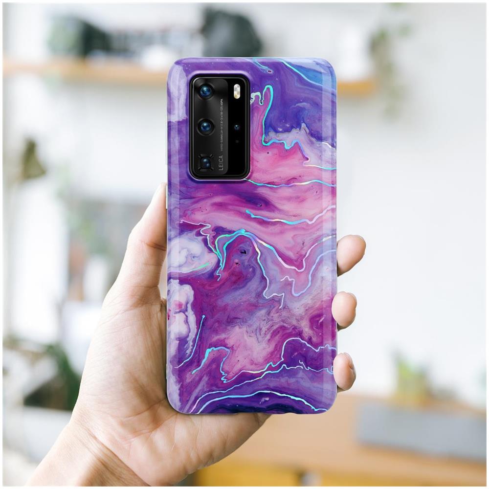 Custodia Compatibile Con Huawei P40 Pro In Marmo Rosa Viola No. 19 - Coperchio Protettivo In Silicone Tpu Con Motivo A Mosaico - Foto 7