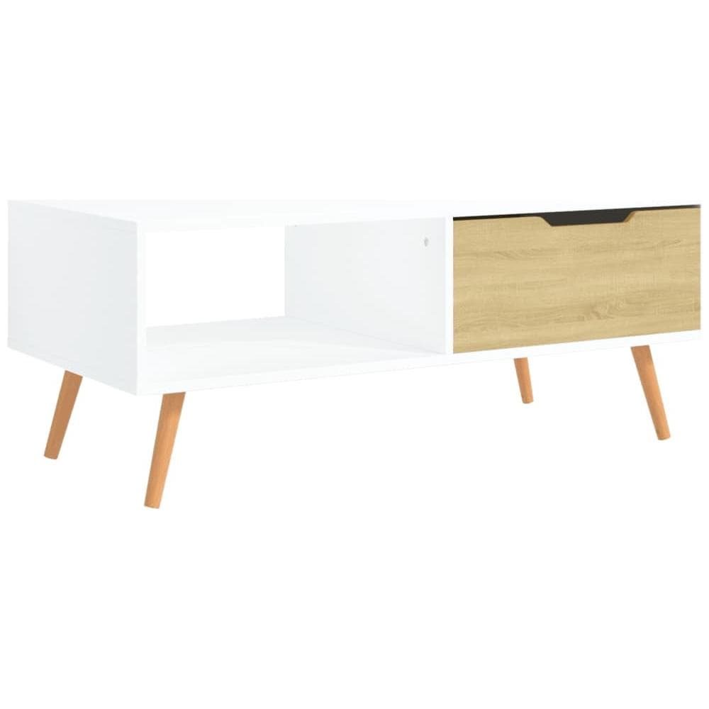 Tavolino Salotto Bianco Rovere Sonoma 100x49,5x43cm Multistrato - Foto 1