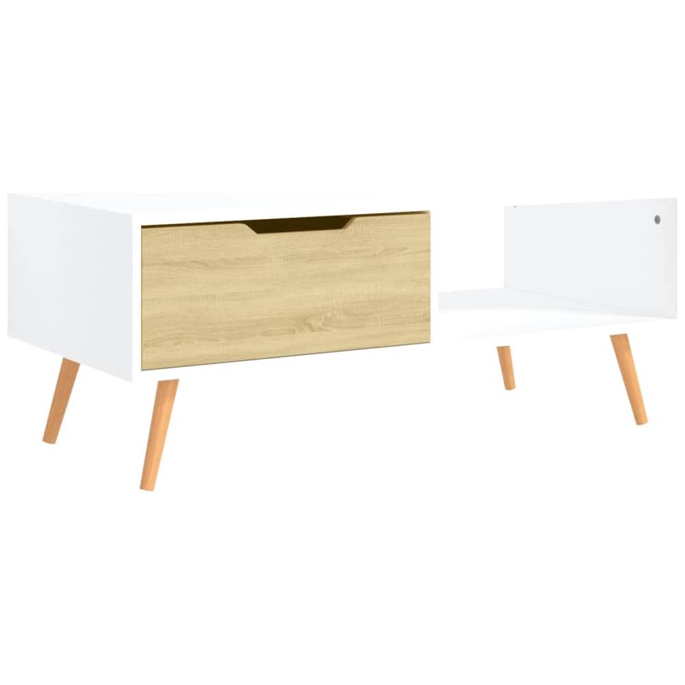 Tavolino Salotto Bianco Rovere Sonoma 100x49,5x43cm Multistrato - Foto 6