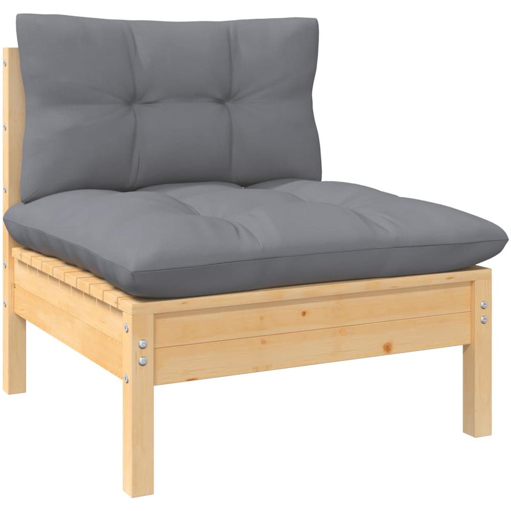 Set Divani Da Giardino 5 Pz Con Cuscini Grigi Massello Di Pino - Foto 3