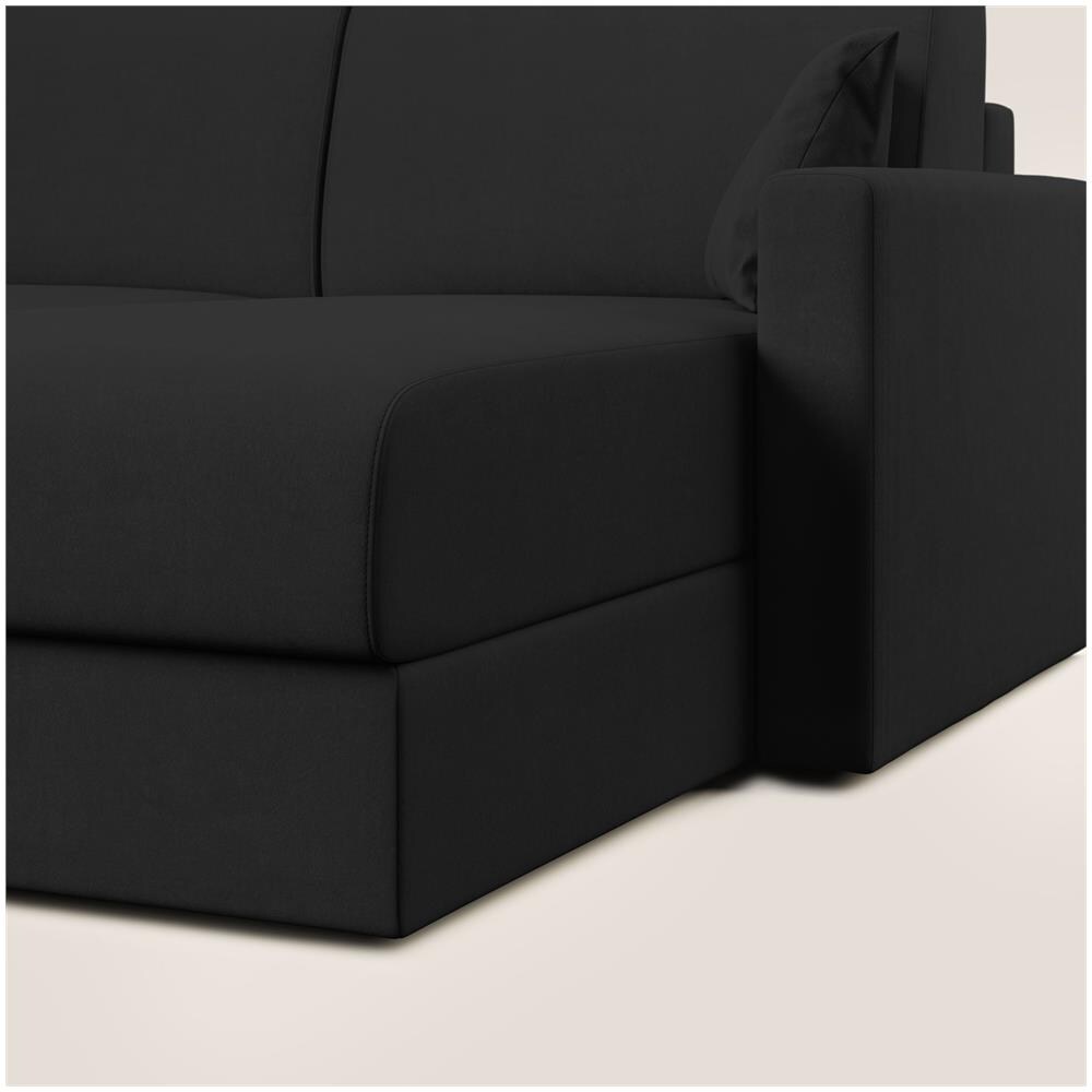 Chris Divano Letto Angolare Con Penisola In Microfibra Smacchiabile T11 Nero 288 Cm Sinistro (mat. 160x197) - Foto 7