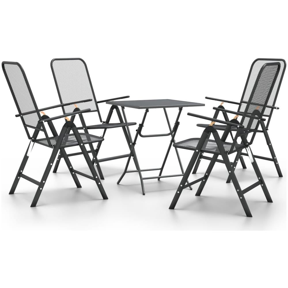 Set Da Pranzo Per Giardino 5pz Rete Metallica Espansa Antracite - Foto 1