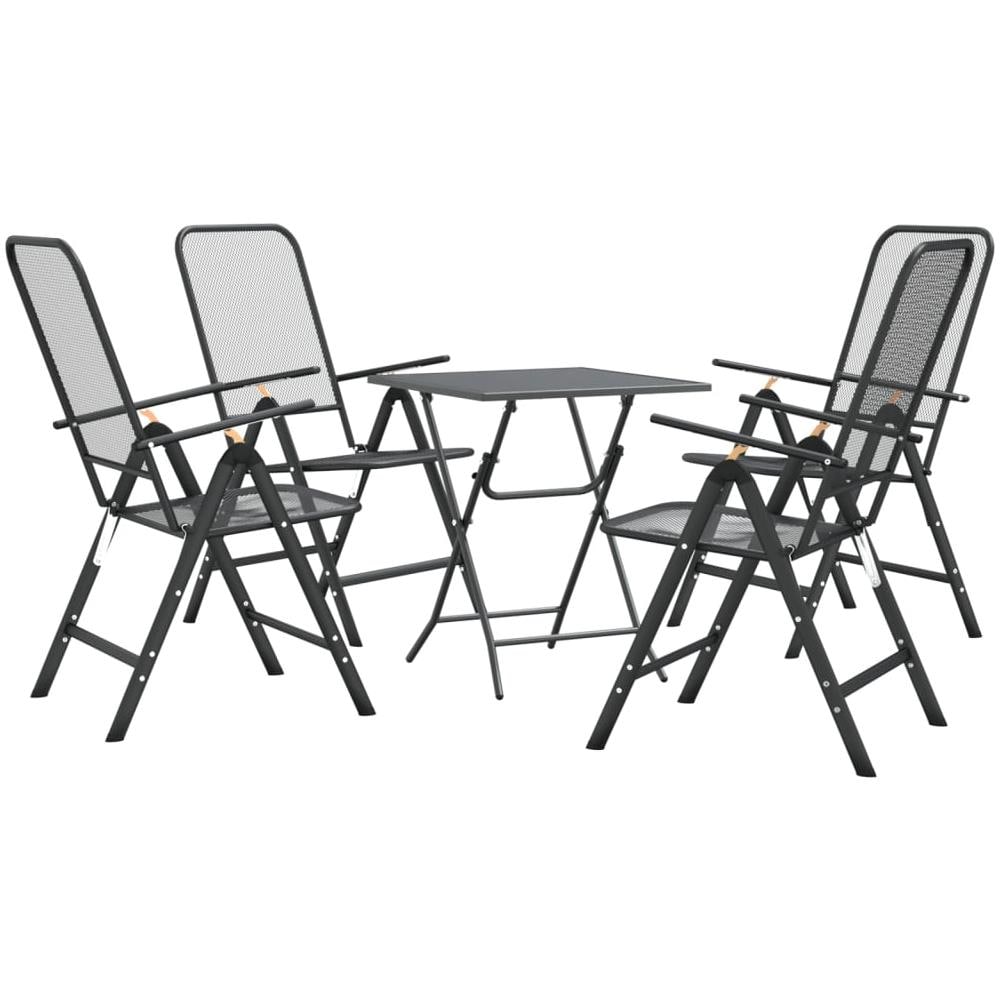 Set Da Pranzo Per Giardino 5pz Rete Metallica Espansa Antracite - Foto 2