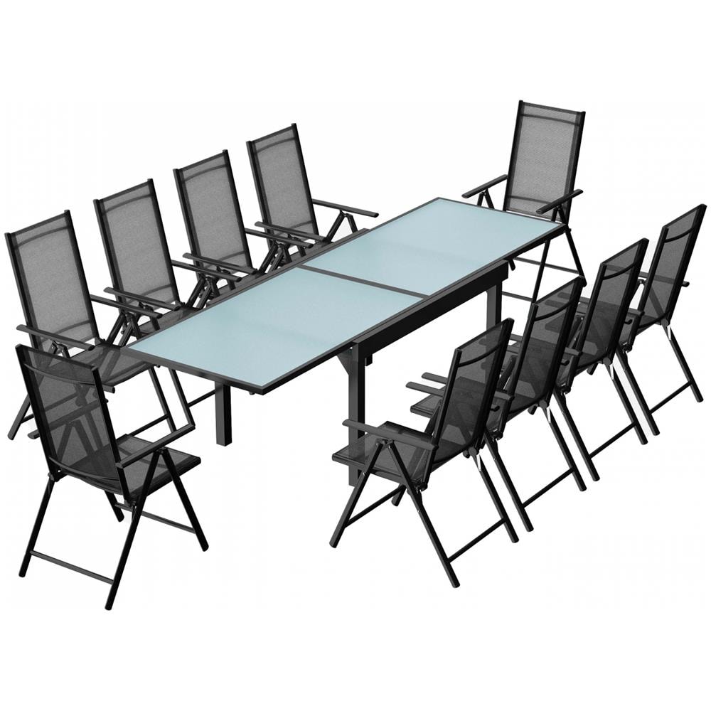 Tavolo Da Giardino Allungabile In Alluminio E 10 Sedie In Textilene Brescia - Foto 1