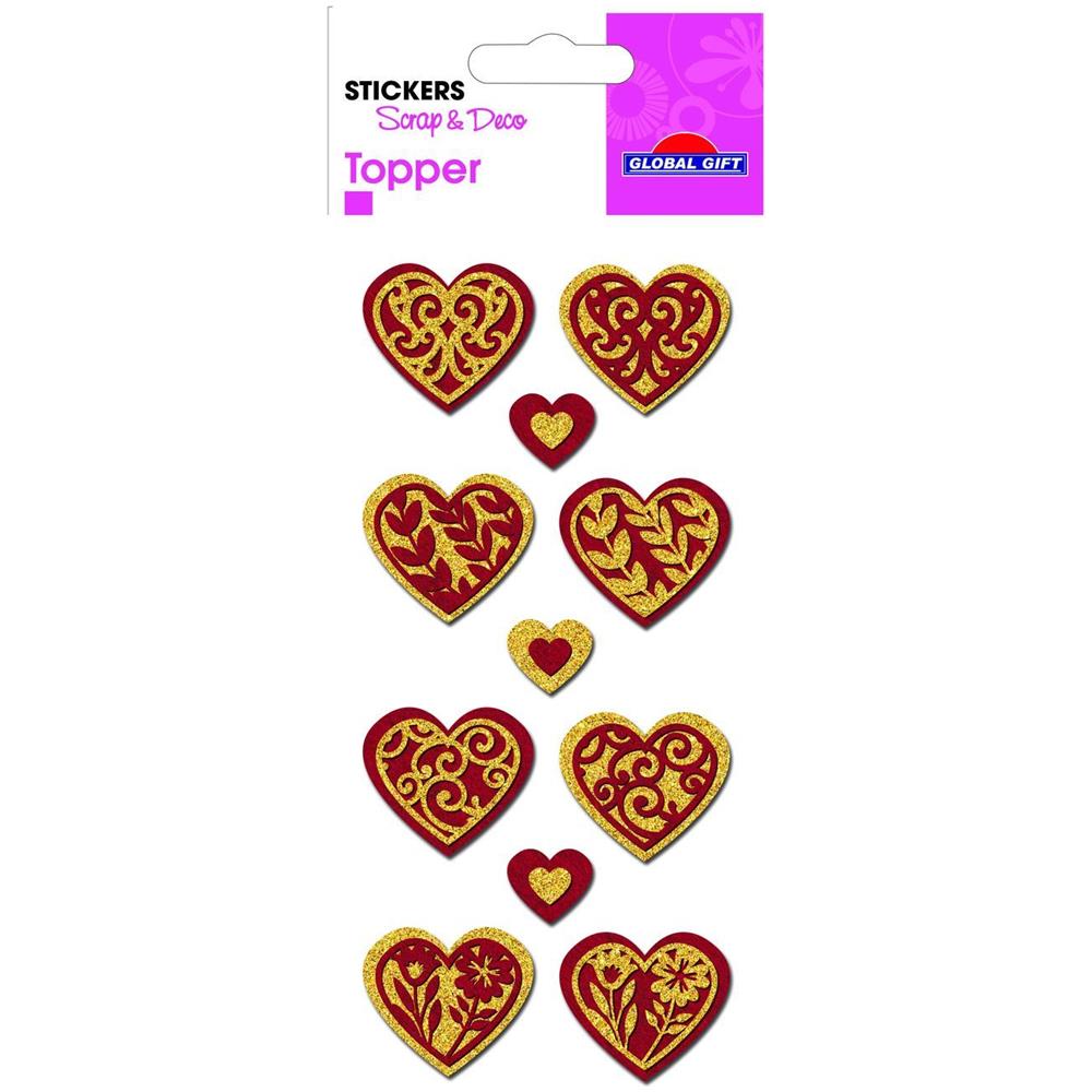 11 Adesivi 3d - Cuori Rossi E Oro - Foto 1