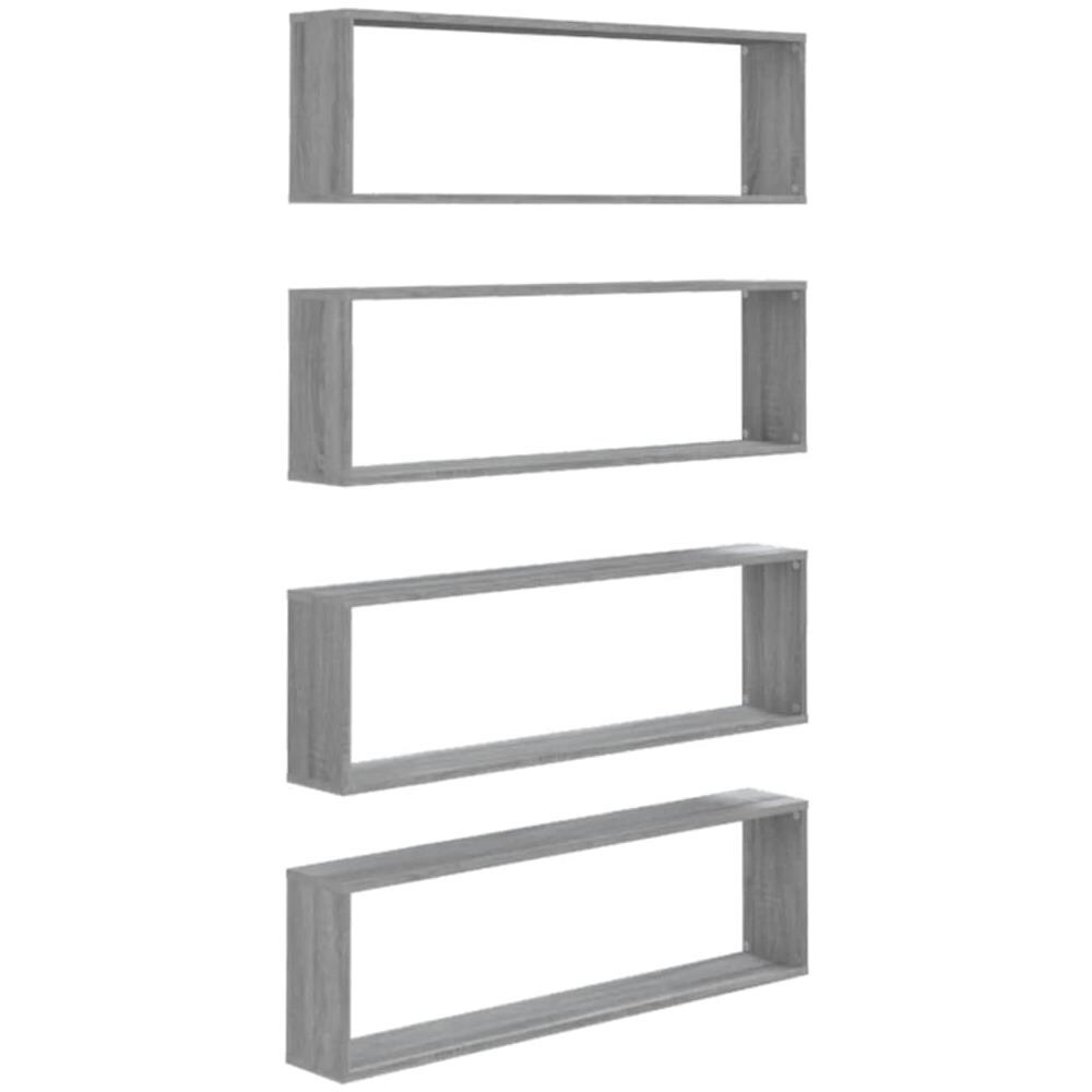 Mensole Cubo Muro 4pz Grigio Sonoma 100x15x30 Legno Multistrato - Foto 2