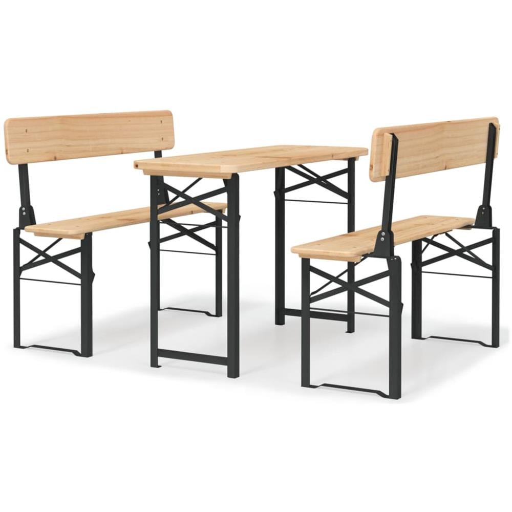 Set Tavolo Birreria Pieghevole 3 Pz In Legno Massello Di Abete - Foto 2