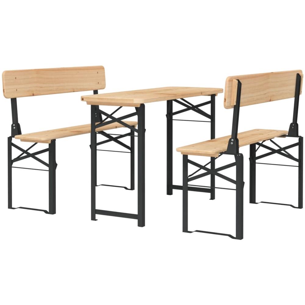 Set Tavolo Birreria Pieghevole 3 Pz In Legno Massello Di Abete - Foto 3